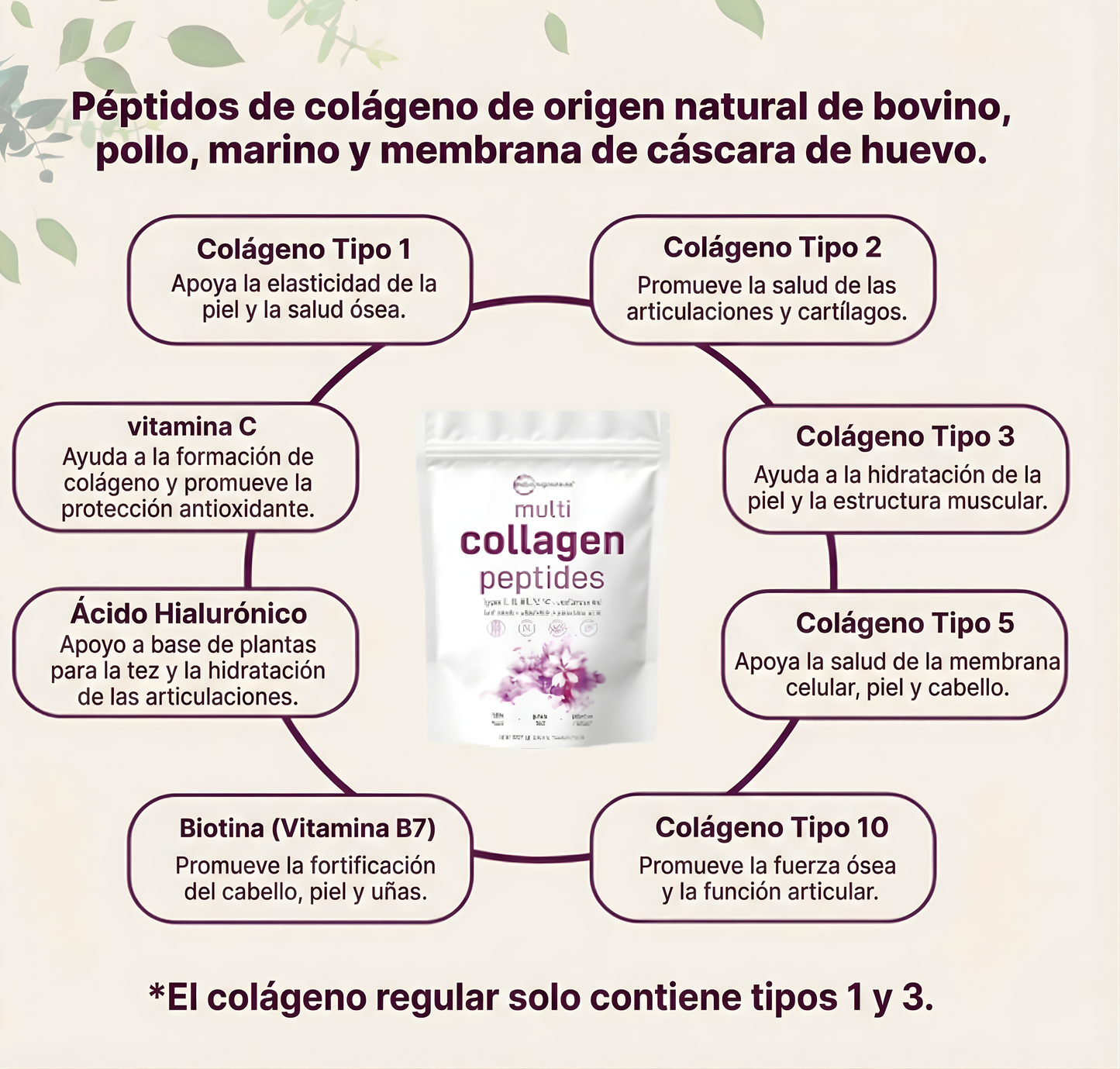 Multi-Colágeno Beauty Complex: 5 Tipos + Biotina y Ácido Hialurónico