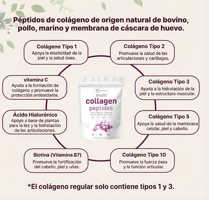 Multi-Colágeno Beauty Complex: 5 Tipos + Biotina y Ácido Hialurónico